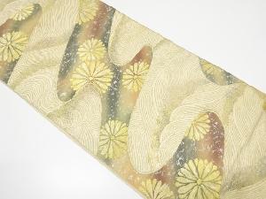 アンティーク　波に花模様織り出し袋帯（材料）